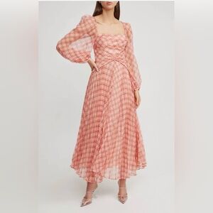 🩷NWT Acler Matisson Peach pleated dress long sleeves